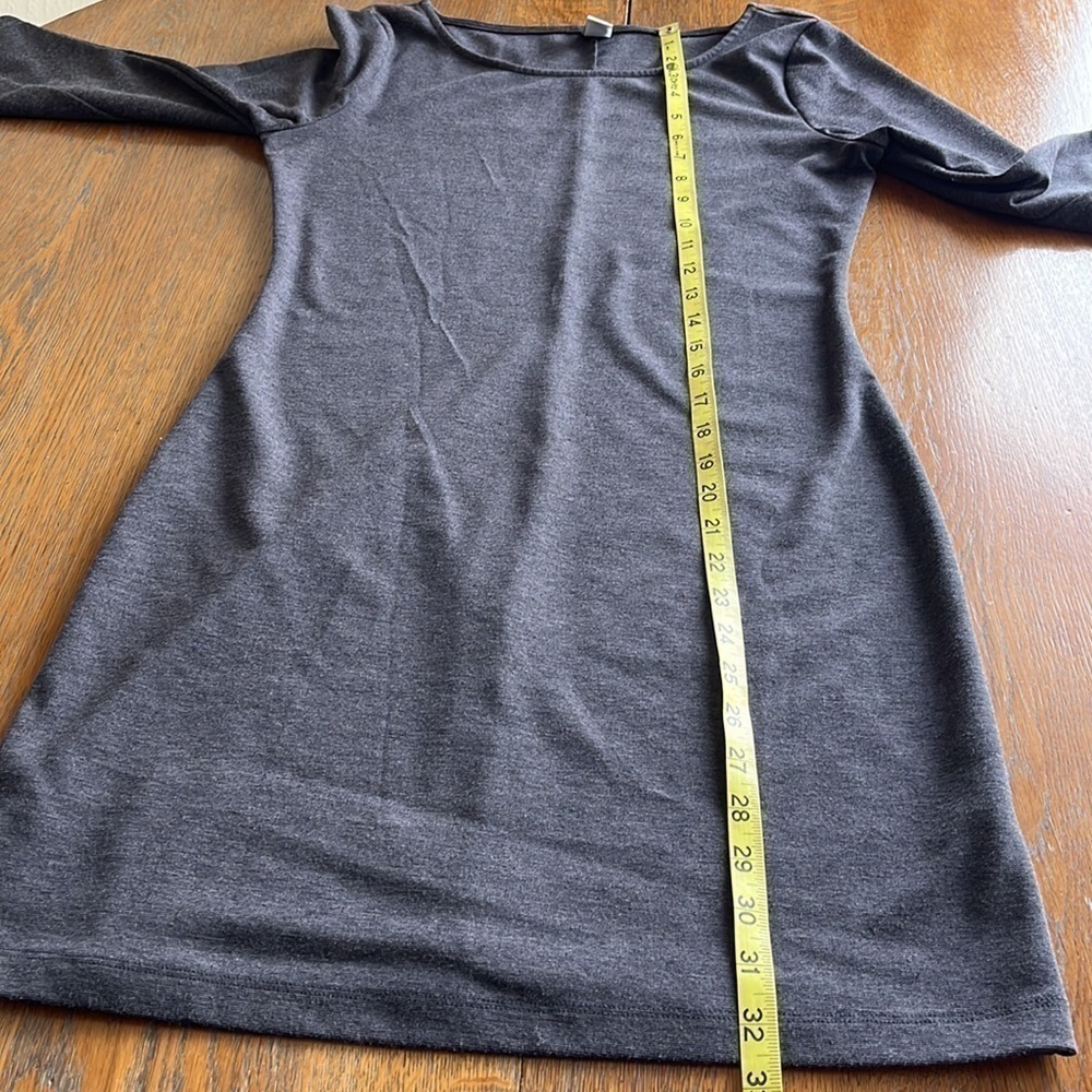 Old Navy dress midi length body fitted charcoal heather long sleeves size Small - Picture 9 of 15